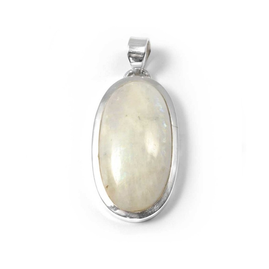 Pendentif épais et pierre ovale moyenne - Silver Jewellery - Boutique Nirvana