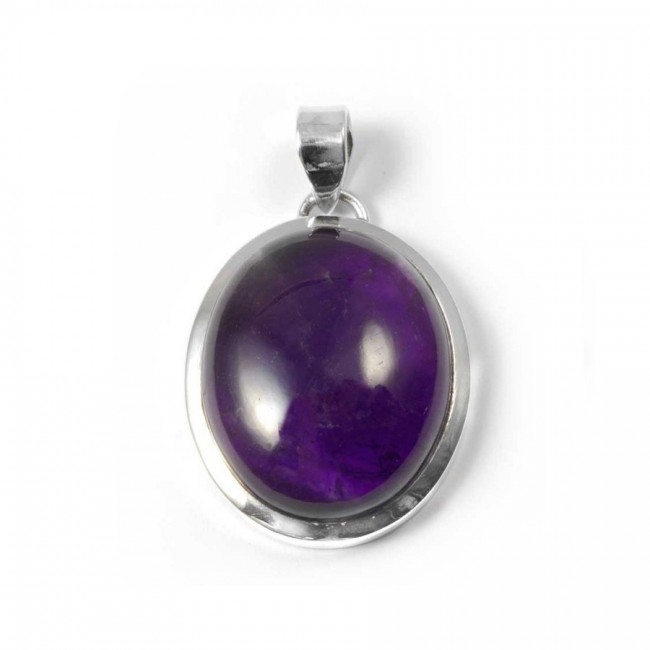 Pendentif épais et pierre ovale moyenne - Silver Jewellery - Boutique Nirvana