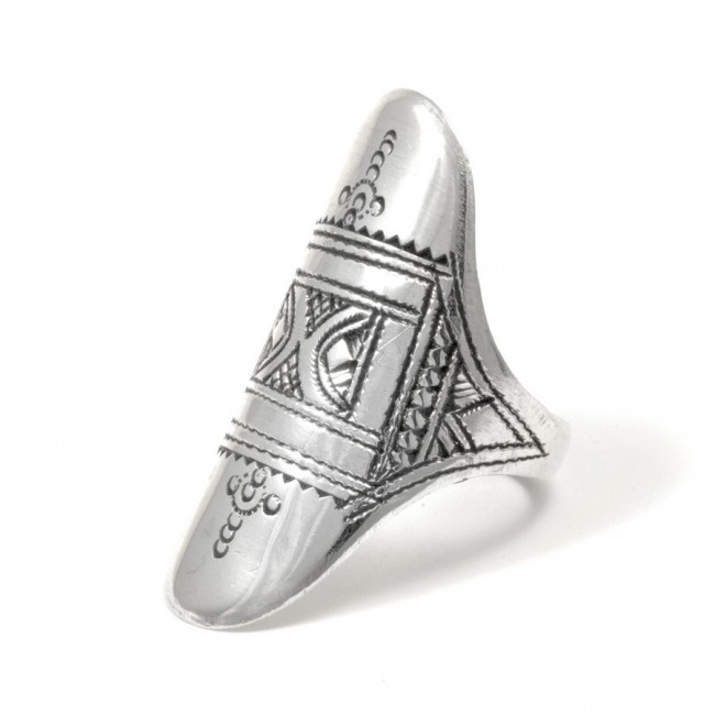 Bague Touareg très longue gravée - BIJOUX ARGENT - Boutique Nirvana