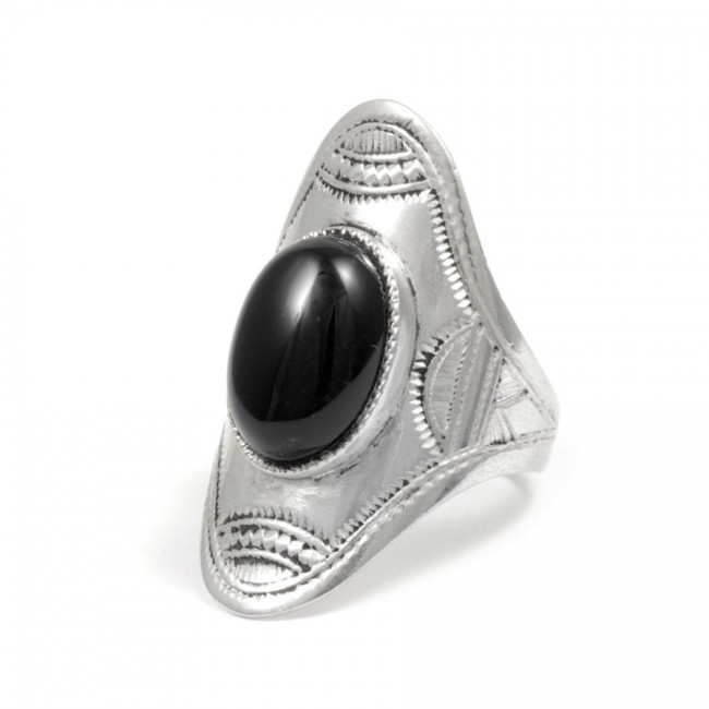 Bague Touareg argent pierre ovale Arana - BIJOUX ARGENT - Boutique Nirvana