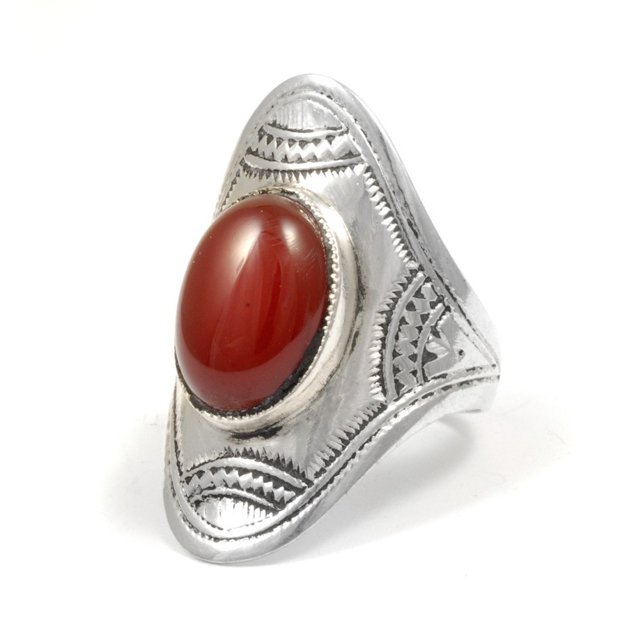 Bague Touareg argent pierre ovale Arana - BIJOUX ARGENT - Boutique Nirvana