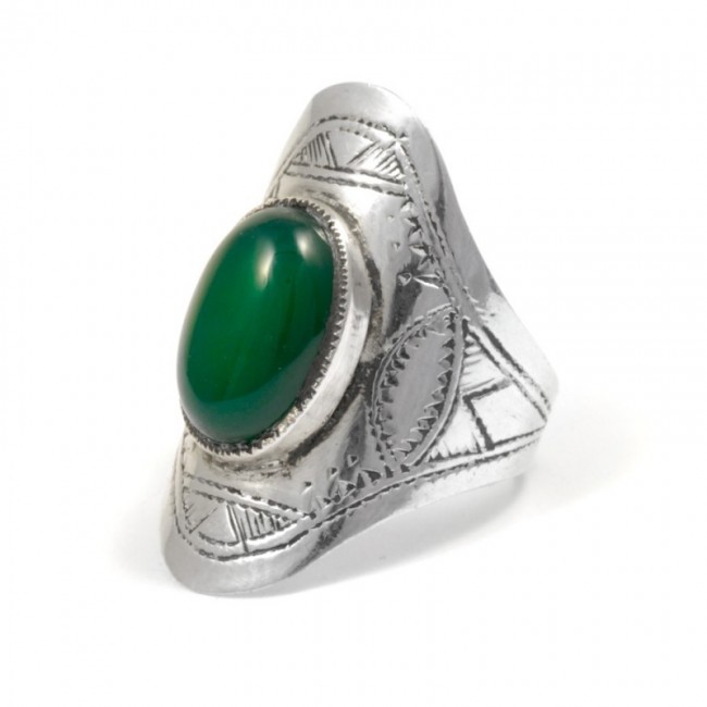 Bague Touareg argent pierre ovale Arana - BIJOUX ARGENT - Boutique Nirvana