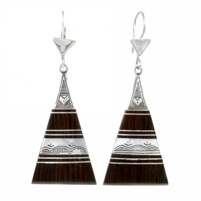 Boucles d'oreilles Touareg triangles graphiques - Silver Jewellery - Boutique Nirvana