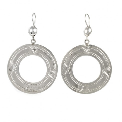 Boucles d'oreilles Touareg rondes trouées - Silver Jewellery - Boutique Nirvana 2