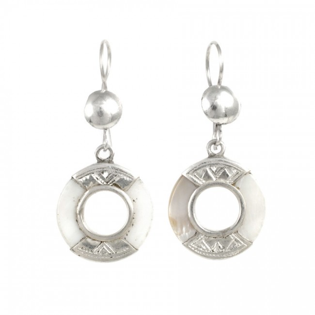 Boucles d'oreilles Touareg argent et nacre - BIJOUX ARGENT - Boutique Nirvana