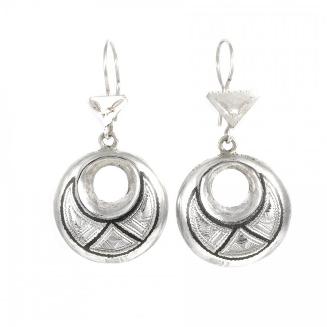 Boucles d'oreilles Touareg rondes creuses - Silver Jewellery - Boutique Nirvana