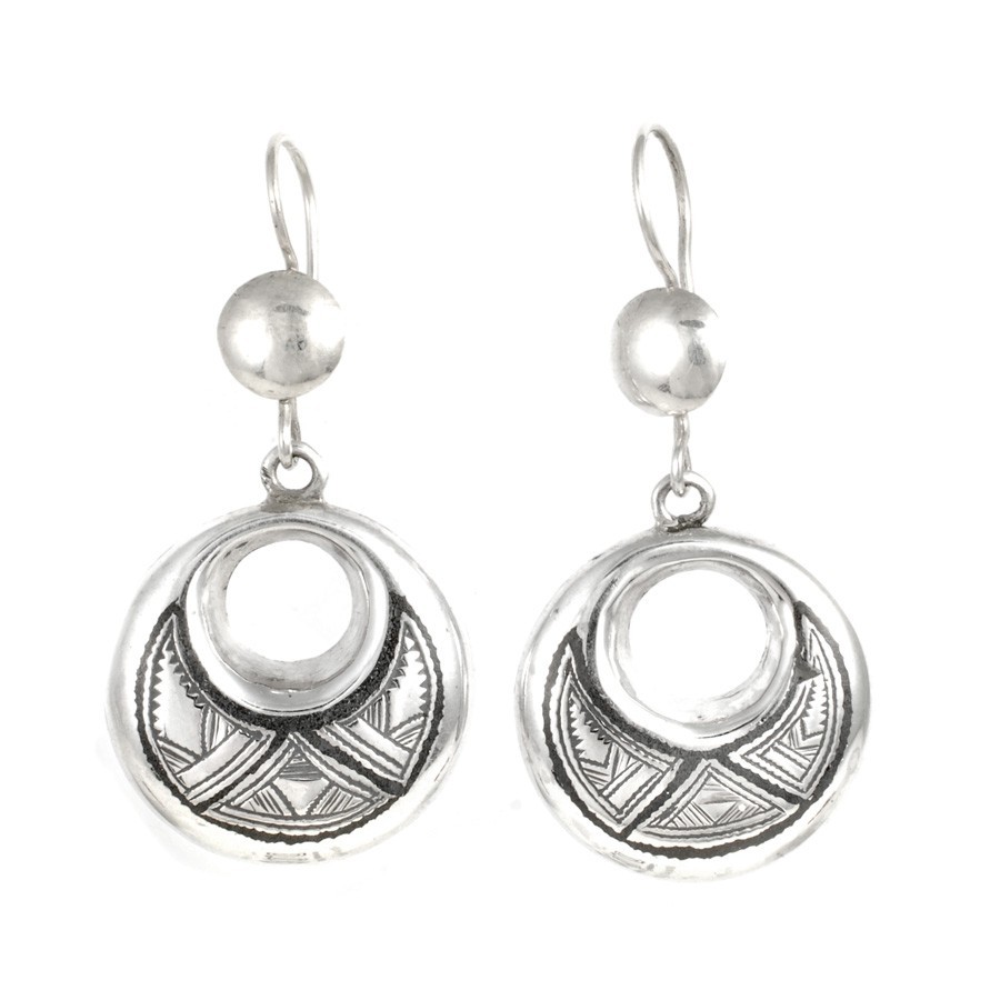 Boucles d'oreilles Touareg rondes creuses - Silver Jewellery - Boutique Nirvana