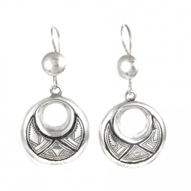 Boucles d'oreilles Touareg rondes creuses - Silver Jewellery - Boutique Nirvana