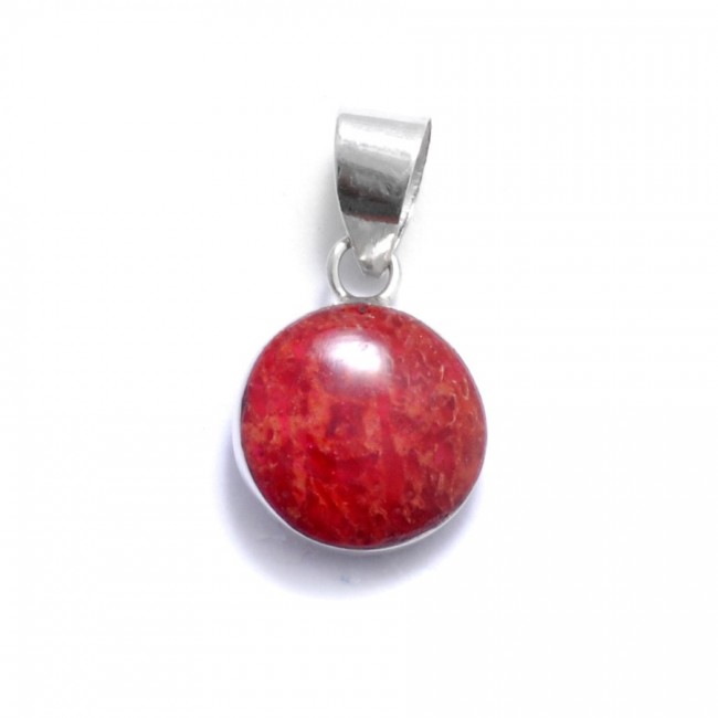 Petit pendentif rond Corail - BIJOUX ARGENT - Boutique Nirvana