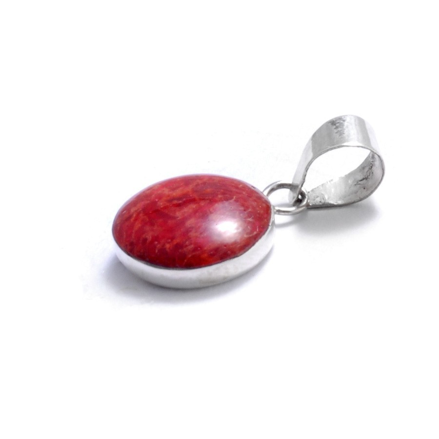 Petit pendentif rond Corail - BIJOUX ARGENT - Boutique Nirvana