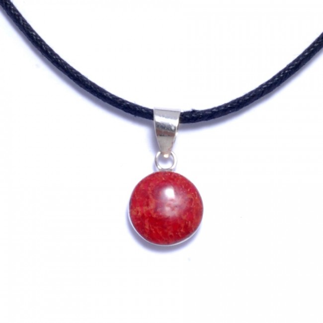 Petit pendentif rond Corail - BIJOUX ARGENT - Boutique Nirvana