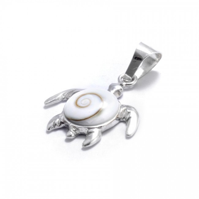 Pendentif tortue Oeil de Sainte Lucie - BIJOUX ARGENT - Boutique Nirvana