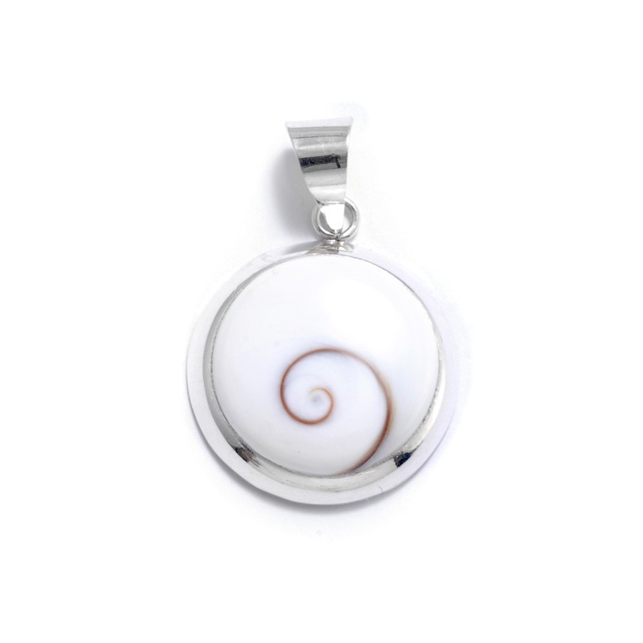 Grand pendentif contour arrondi Oeil de Sainte Lucie - Silver Jewellery - Boutique Nirvana