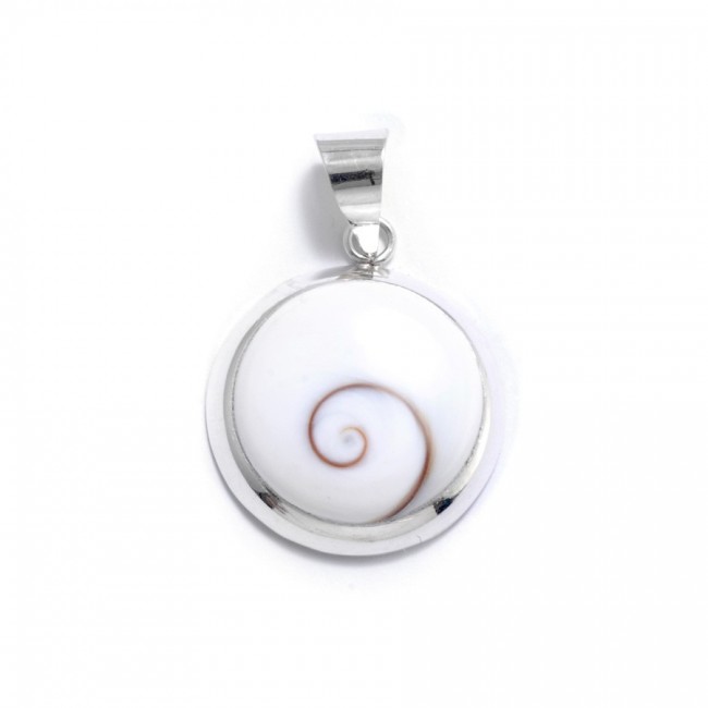 Grand pendentif contour arrondi Oeil de Sainte Lucie - Silver Jewellery - Boutique Nirvana