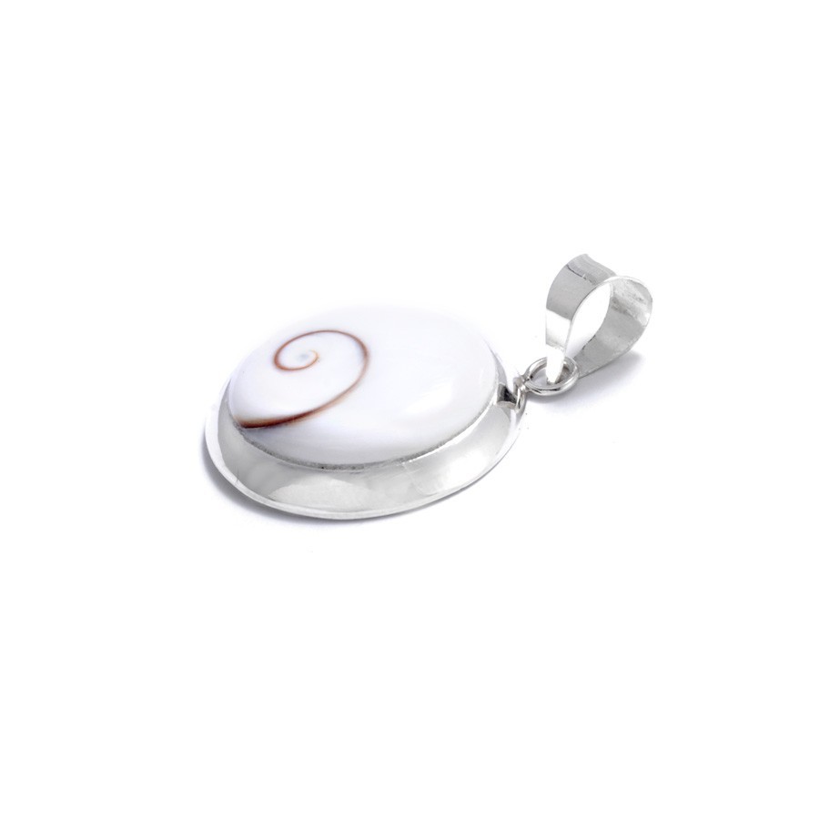 Grand pendentif contour arrondi Oeil de Sainte Lucie - Silver Jewellery - Boutique Nirvana