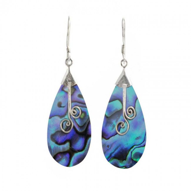 Indonesian Abalone Shell Drop Earrings - Silver Jewellery - Boutique Nirvana