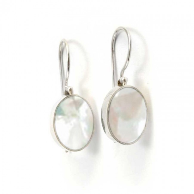 Boucles d'oreilles dormeuses pierres ovales et argent - BIJOUX ARGENT - Boutique Nirvana