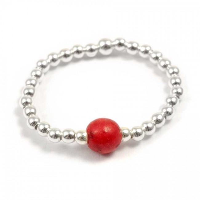 Unique Silver Beaded Gemstone Ring - Silver Jewellery - Boutique Nirvana