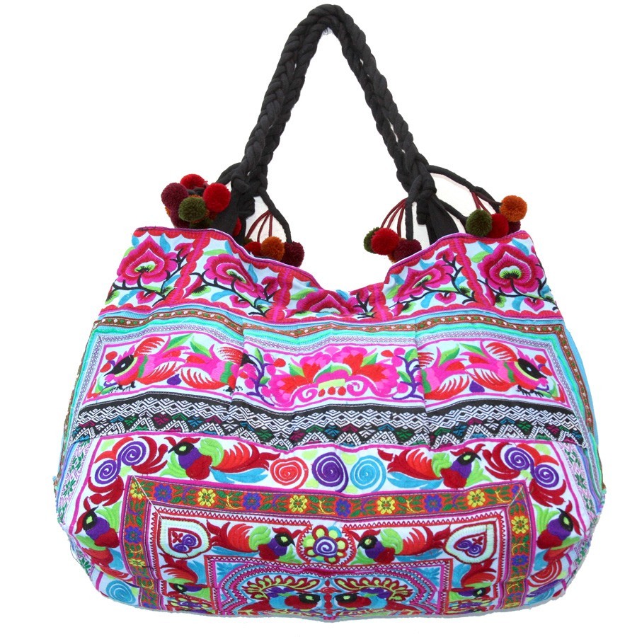 Grand sac ethnique fond soufflet broderies Wakanda - Accessories - Boutique Nirvana