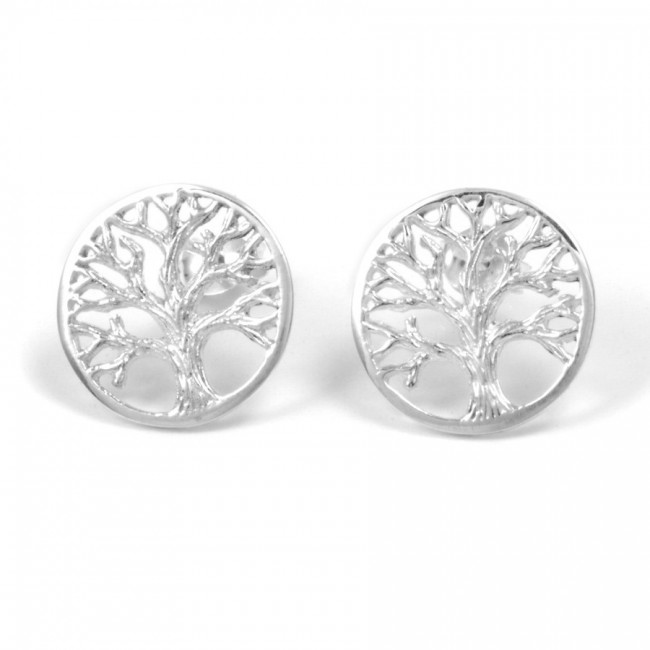 Petites boucles d'oreilles arbre de vie clou - BIJOUX ARGENT - Boutique Nirvana