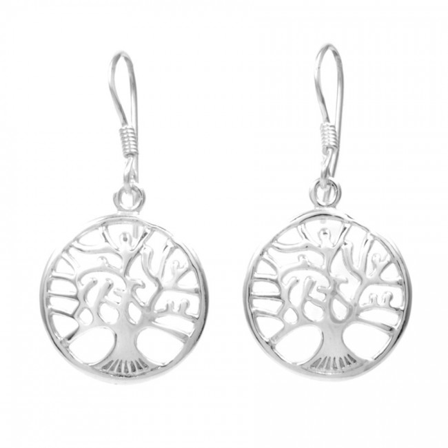 Petites boucles d'oreilles arbre de vie bombé - BIJOUX ARGENT - Boutique Nirvana