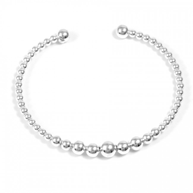 Bracelet rigide perles d'argent - 0 - Boutique Nirvana