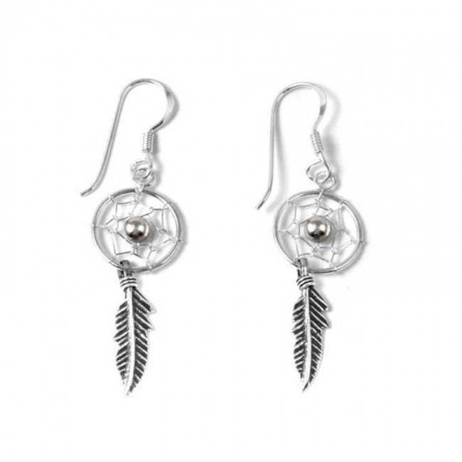 Boucles d'oreilles petits "dream catcher" argent Meika - BIJOUX ARGENT - Boutique Nirvana