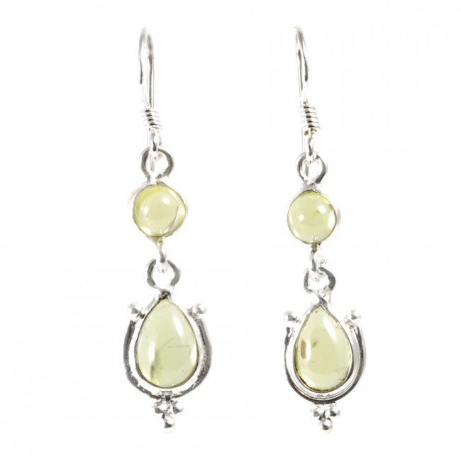 Boucle d'oreilles pendantes avec pierre ronde et goutte - BIJOUX ARGENT - Boutique Nirvana