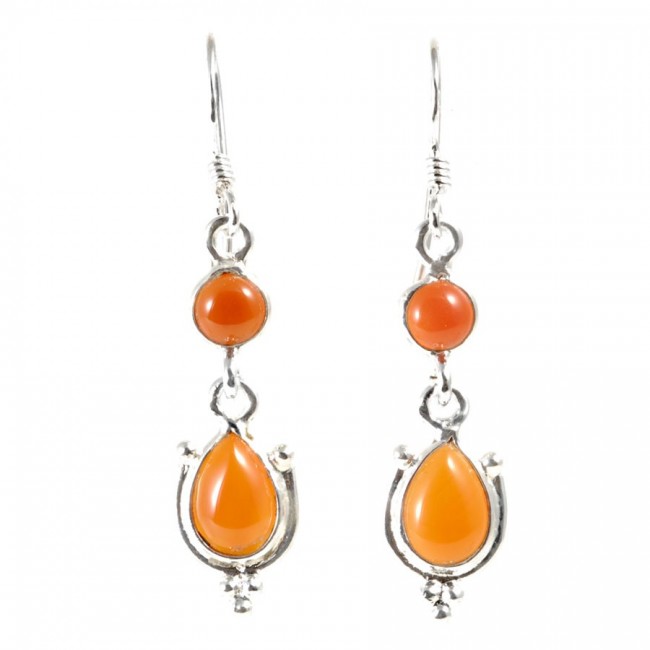 Boucle d'oreilles pendantes avec pierre ronde et goutte - BIJOUX ARGENT - Boutique Nirvana