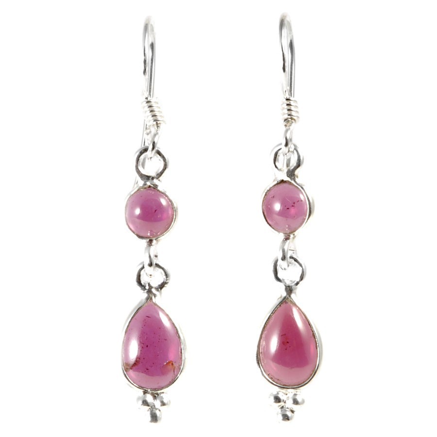 Boucle d'oreilles pendantes avec pierre ronde et goutte simple - Silver Jewellery - Boutique Nirvana