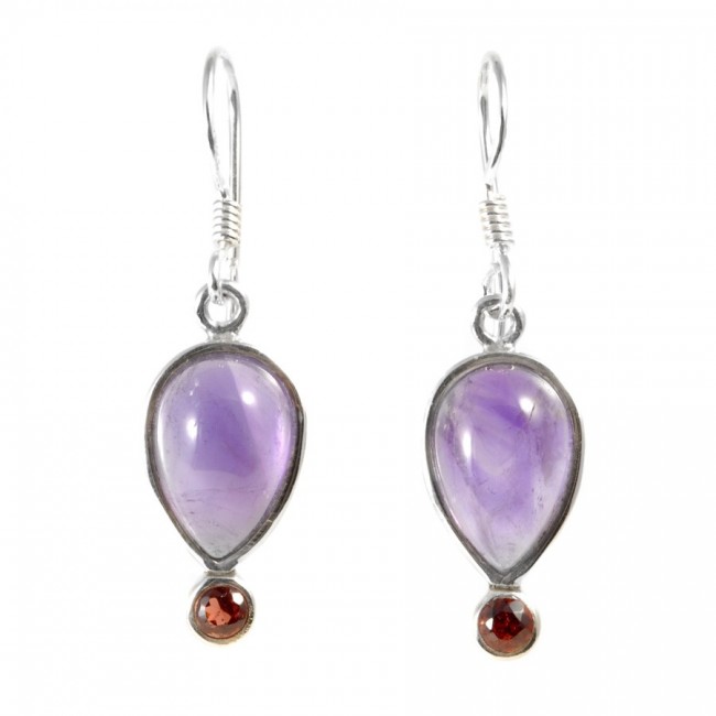 Boucles d'oreilles pendantes doubles pierres fines - Silver Jewellery - Boutique Nirvana