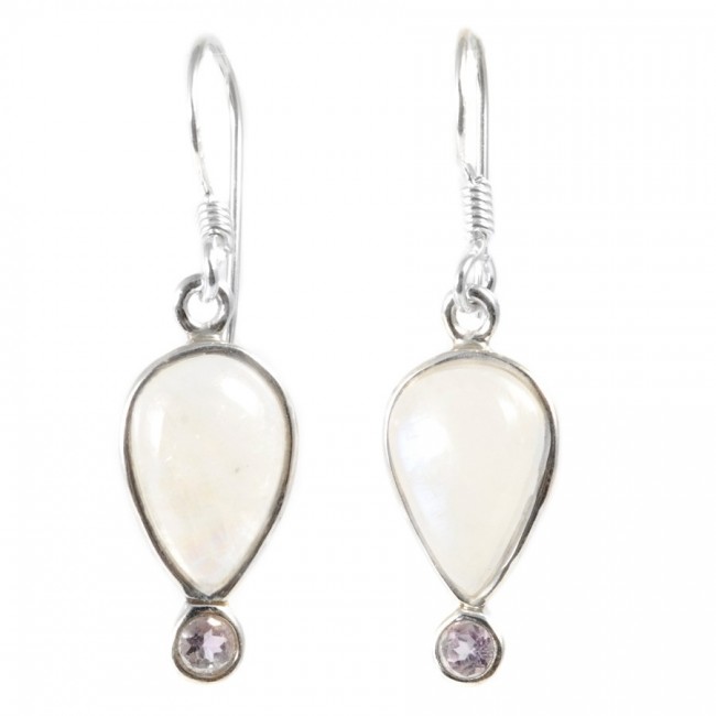 Boucles d'oreilles pendantes doubles pierres fines - Silver Jewellery - Boutique Nirvana