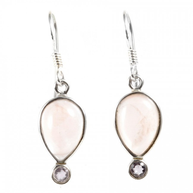 Boucles d'oreilles pendantes doubles pierres fines - Silver Jewellery - Boutique Nirvana
