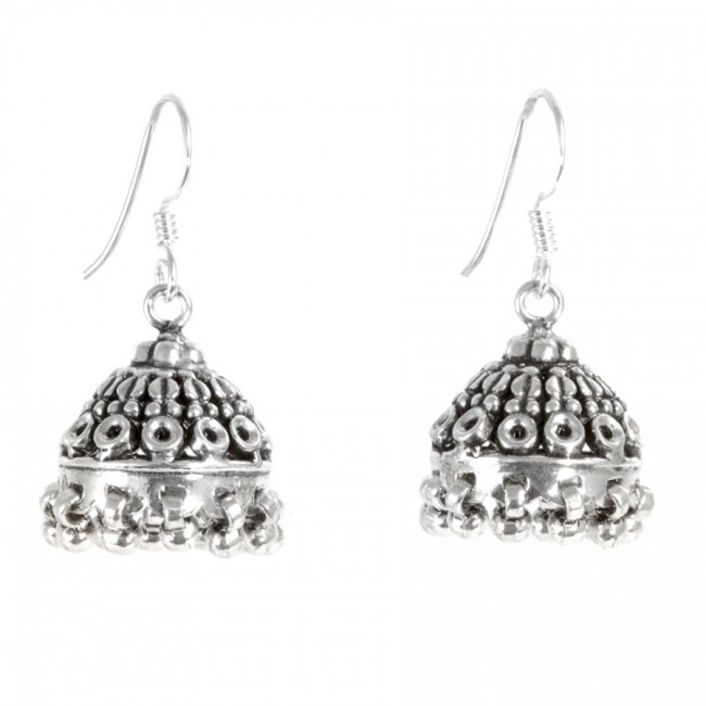 Boucles d'oreilles argent Jhumka - BIJOUX ARGENT - Boutique Nirvana
