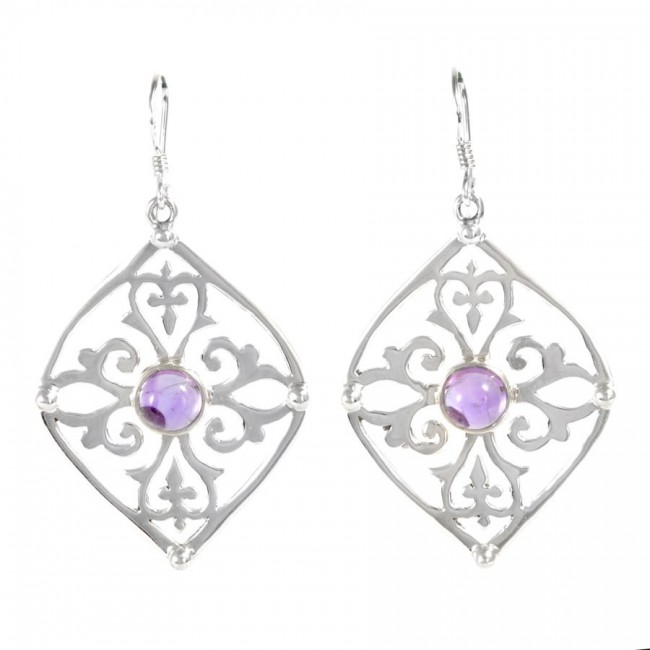 Boucles d'oreilles argent volutes pierre fine - BIJOUX ARGENT - Boutique Nirvana