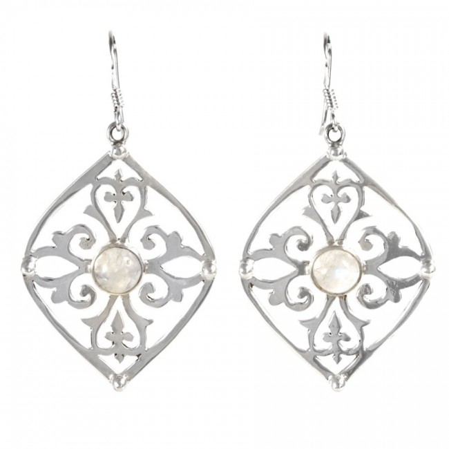 Boucles d'oreilles argent volutes pierre fine - BIJOUX ARGENT - Boutique Nirvana