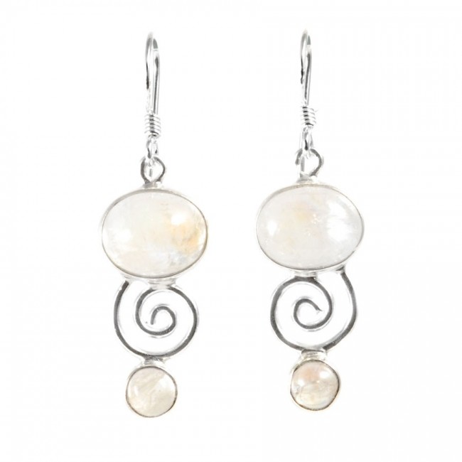Boucles d'oreilles spirale pierres fines - Silver Jewellery - Boutique Nirvana