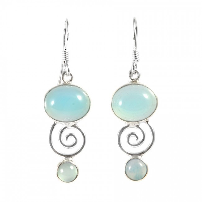 Boucles d'oreilles spirale pierres fines - Silver Jewellery - Boutique Nirvana