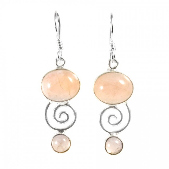 Boucles d'oreilles spirale pierres fines - BIJOUX ARGENT - Boutique Nirvana