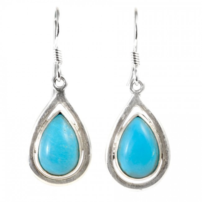 Boucles d'oreilles pierre goutte contour épais - Silver Jewellery - Boutique Nirvana