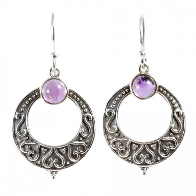 Boucle d'oreilles rondes pierre fine - BIJOUX ARGENT - Boutique Nirvana