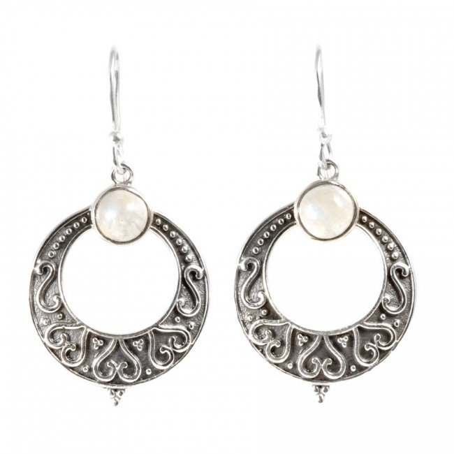 Boucle d'oreilles rondes pierre fine - BIJOUX ARGENT - Boutique Nirvana