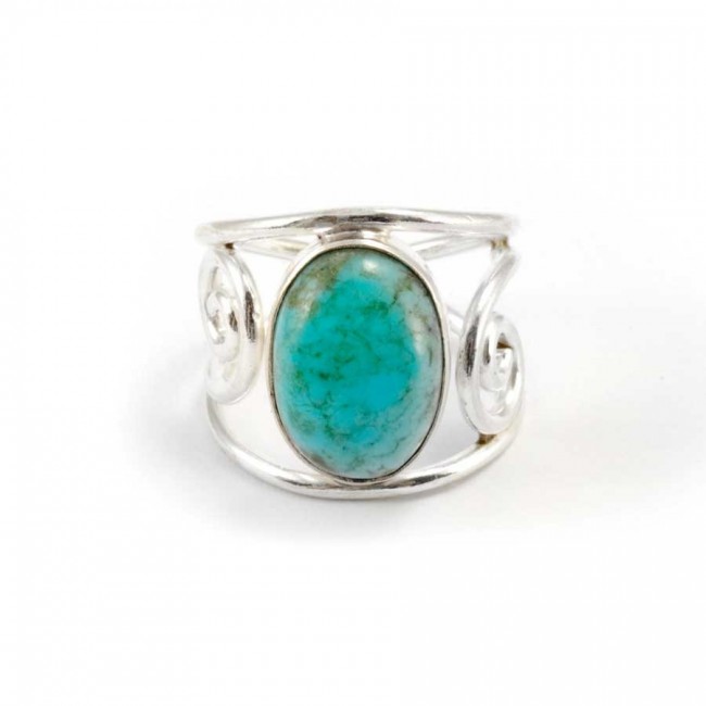 Bague argent Maharaja ajourée pierre ovale - BIJOUX ARGENT - Boutique Nirvana