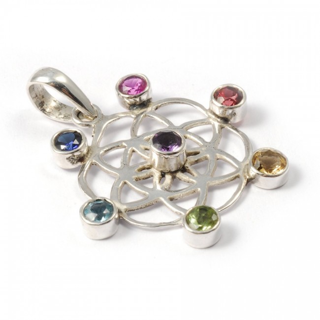 Pendentif chakras argent et pierres naturelles - BIJOUX ARGENT - Boutique Nirvana