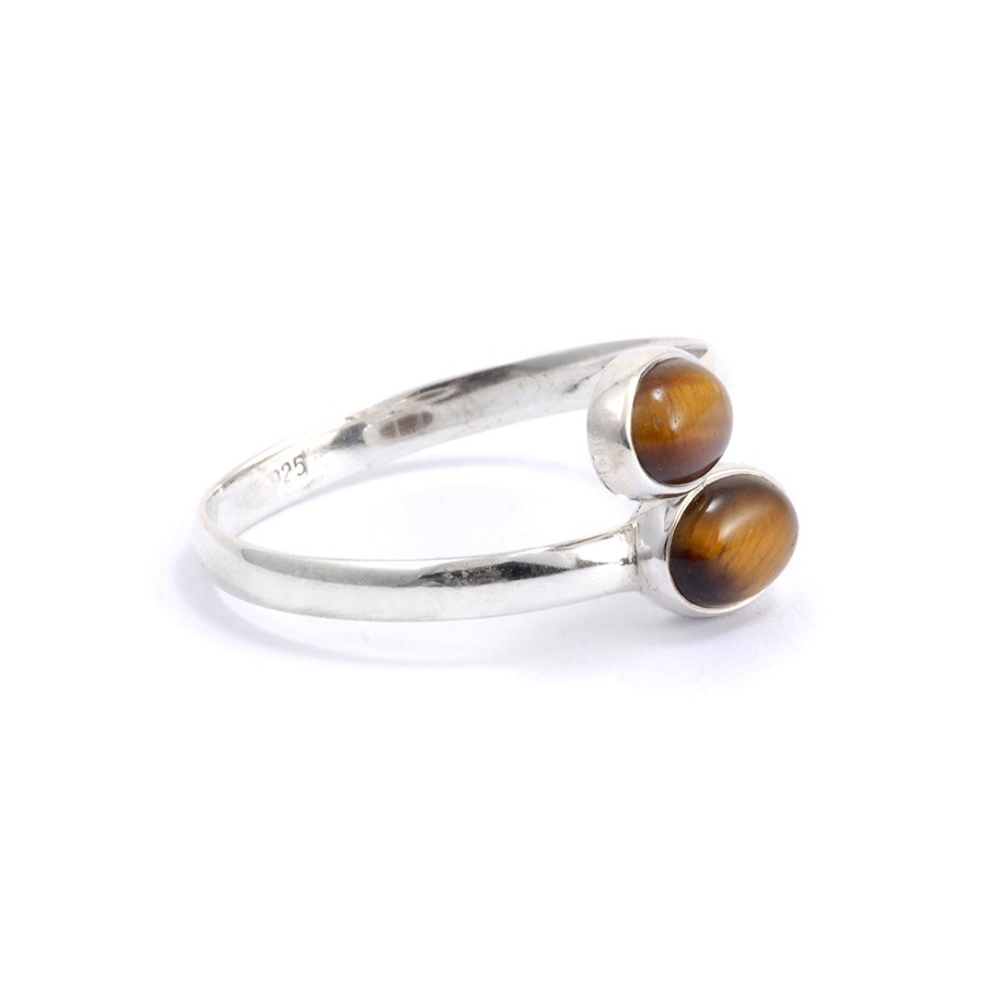 Bague réglable 2 pierres oeil de tigre - BIJOUX ARGENT - Boutique Nirvana