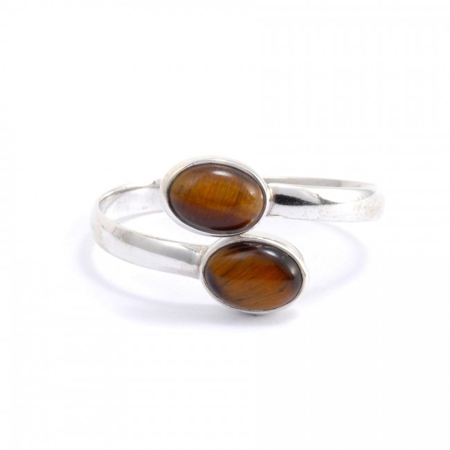 Bague réglable 2 pierres oeil de tigre - BIJOUX ARGENT - Boutique Nirvana