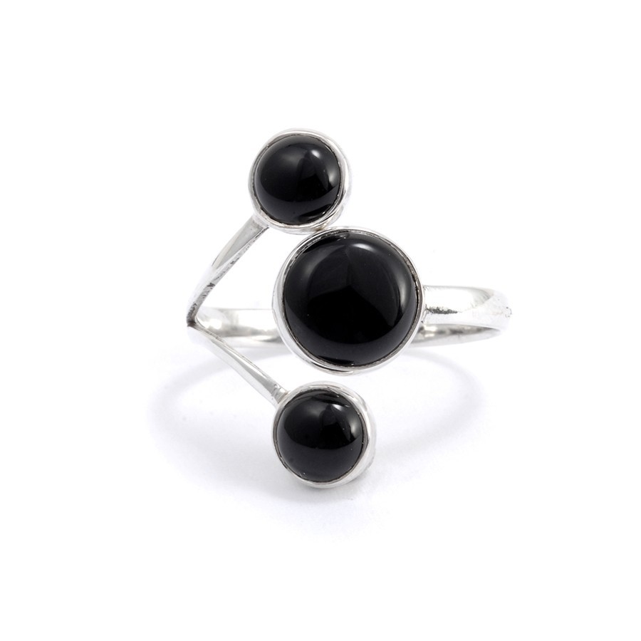 Bague réglable en argent 3 pierres - BIJOUX ARGENT - Boutique Nirvana