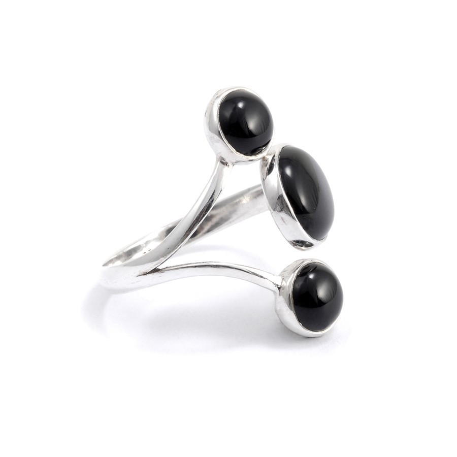 Bague réglable en argent 3 pierres - BIJOUX ARGENT - Boutique Nirvana