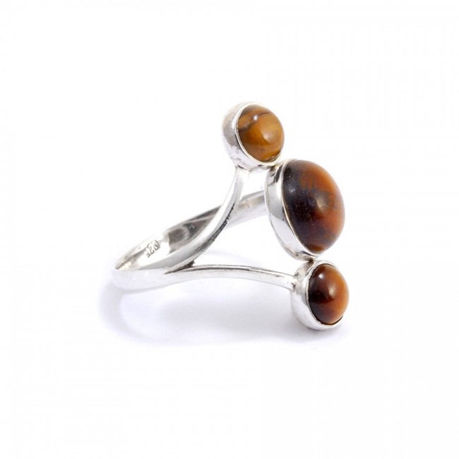 Bague réglable en argent 3 pierres - BIJOUX ARGENT - Boutique Nirvana