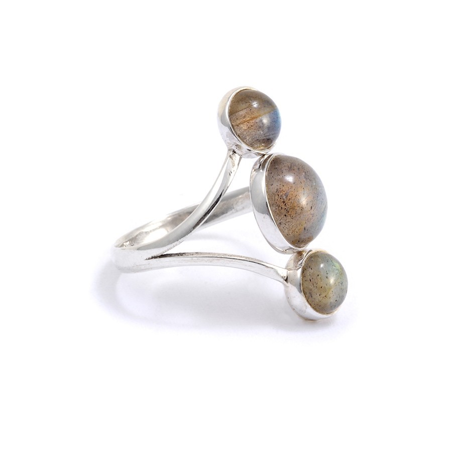 Bague réglable en argent 3 pierres - BIJOUX ARGENT - Boutique Nirvana